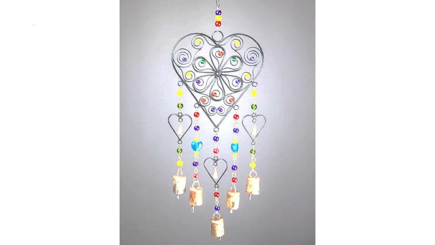 Beaded Heart colored glass chime Default Title