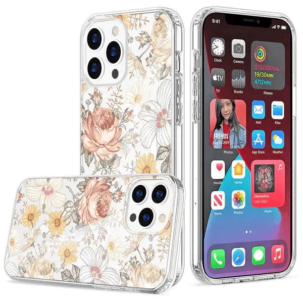 Orange Flowers Magnetic Compatible Clear Case for iPhone 14 6.1 / iPhone 13 Default Title