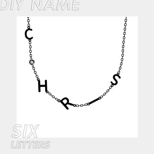 Stainless Steel 26 English Letter Name Necklace 7Letters / Steel color