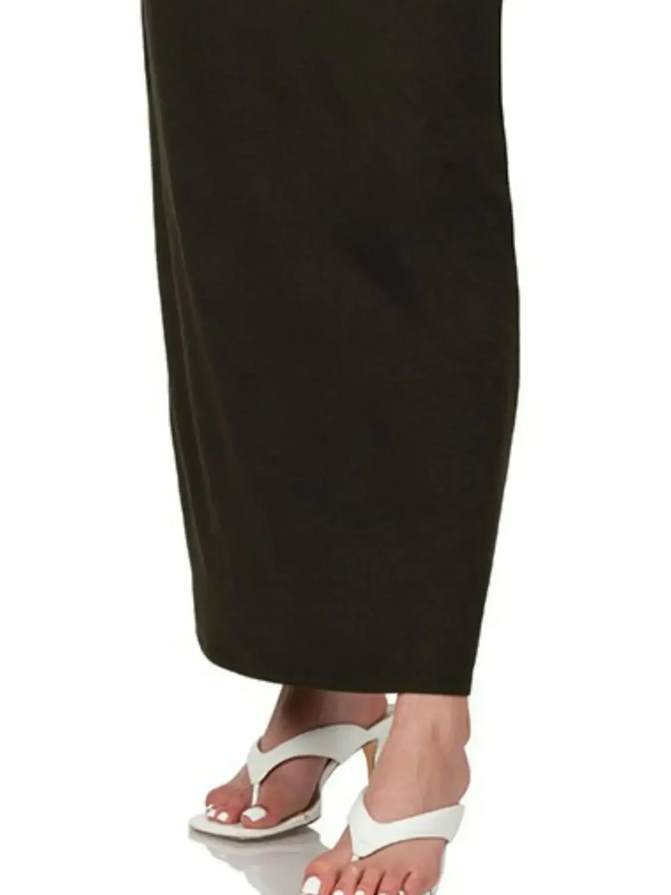 Zenana Brushed Dty Thin Strap Racerback V-Neck Maxi Dress BLACK / S