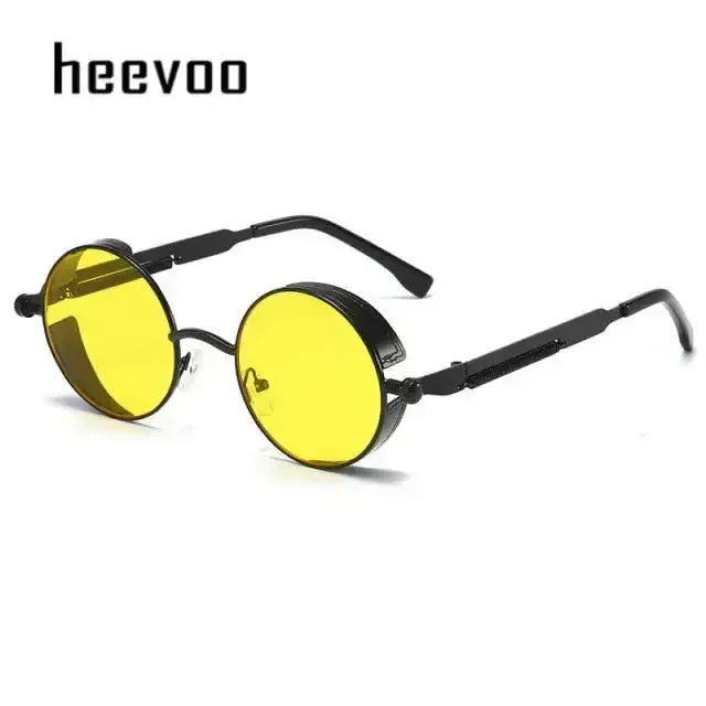 Fashion Round Sun Glasses Black Yellow