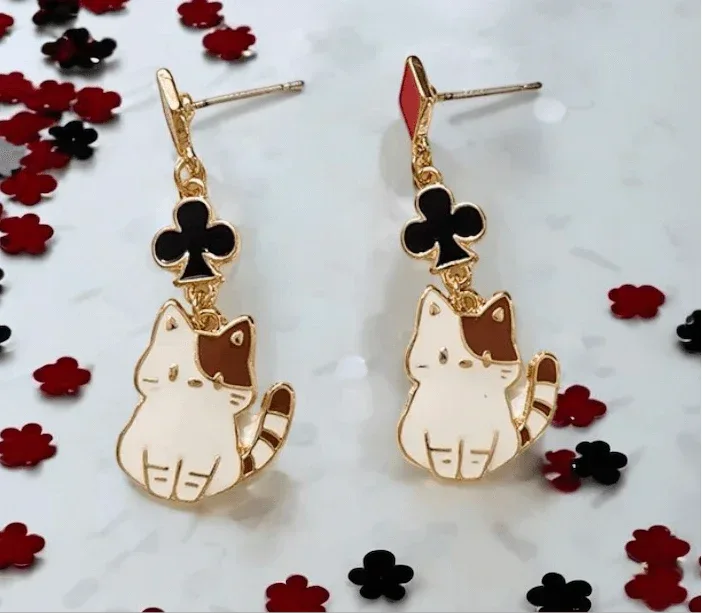 Poker Cat Earrings Default Title