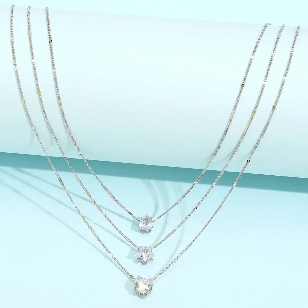 Radiant Heart 3-Layer Rhinestone Necklace NL254-02