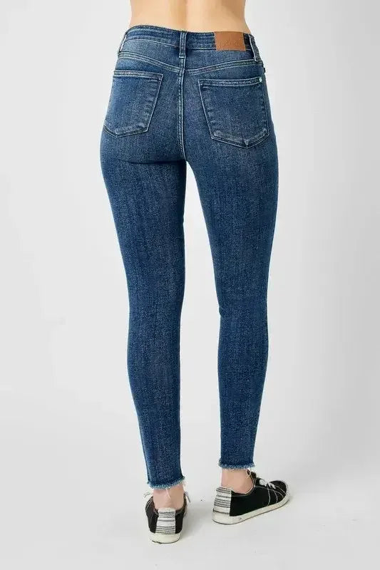 Judy Blue Full Size High Waist Distressed Skinny Jeans Dark / 3/26