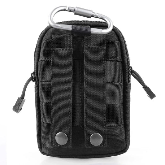 Compact Multi-Purpose Gadget Pouch Waist Bag Black (White thread)