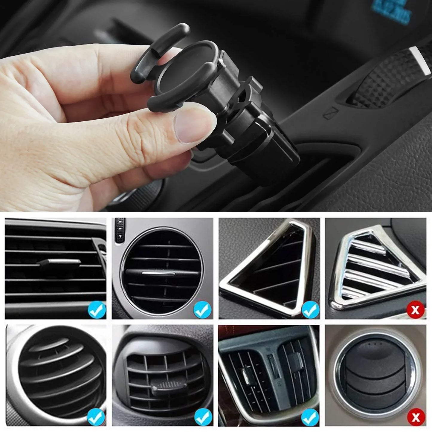 Air Vent Mount Phone Holder with Adjustable Switch Lock for Popsocket Default Title