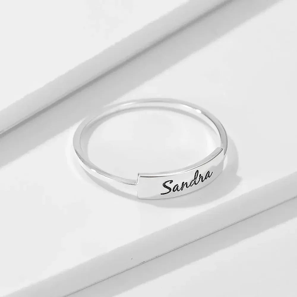 Full Silver Name-1 Ring - silver ring Rose Gold
