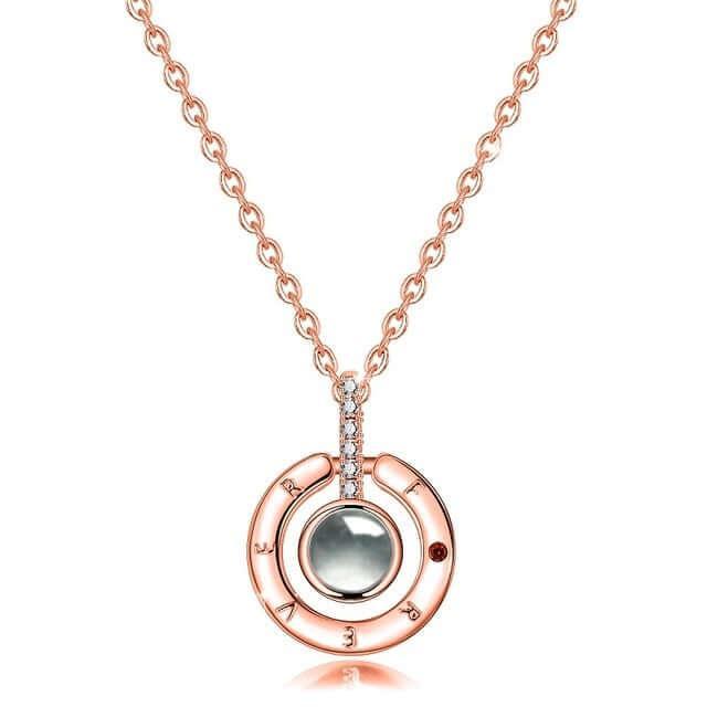 I Love You" 100 Languages Projection Necklace Gold