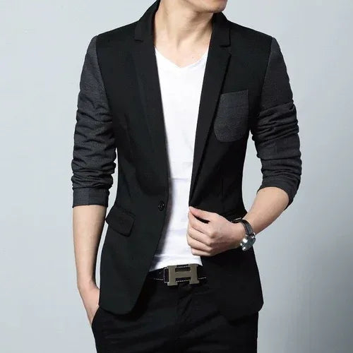 Mens Two Tone Slim Fit Casual Blazer XS / Black