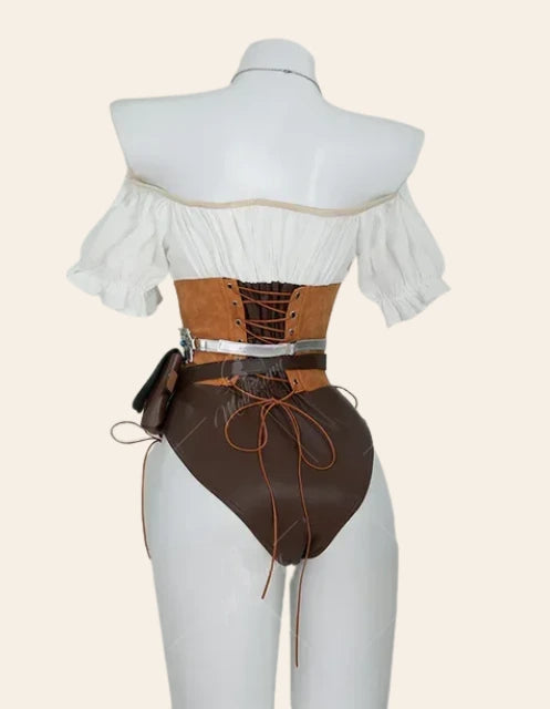 Ciri Cosplay Costume Set for Women – Bodysuit, Belt, & Accessories back view