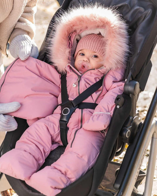 One-Piece Baby Snug Snowsuit Designed For Car Seat Dark Gray Blue 6m