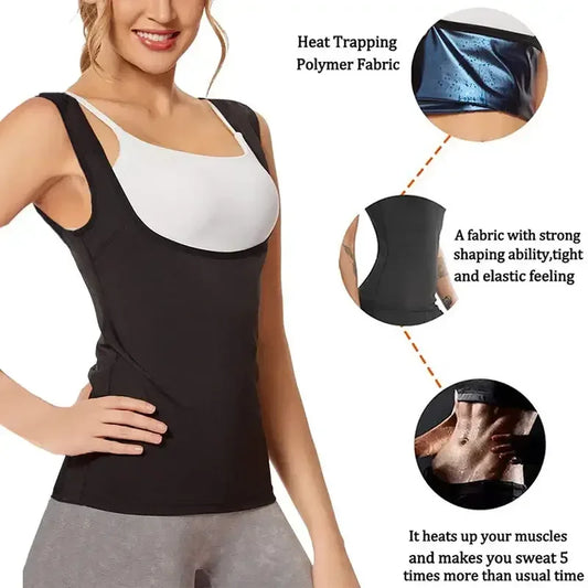 Women's Heat Trapping Vest Sweat Sauna Body Shaper Hot Corset Fat Burner Blue / 4XL-5XL / United States