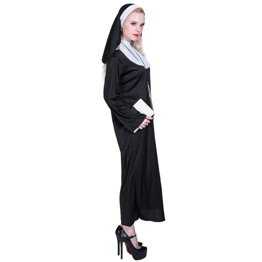 Women’s Nun Costume – Hooded Robe with Wimple Dress Hoods / M / United States