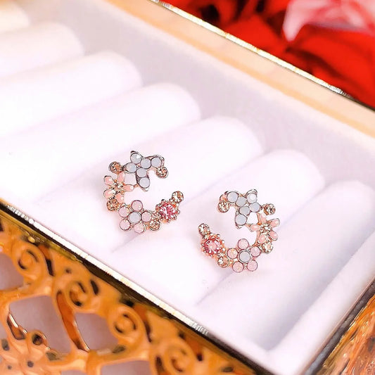 Sakura Moon Studs Pink