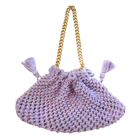 LYON Macrame Tote Bag, in Lilac One size / Lilac Purple / Cotton