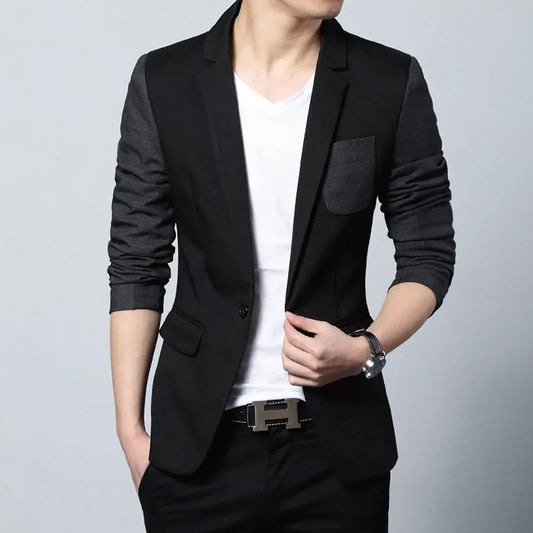 Mens Two Tone Slim Fit Casual Blazer M / Black