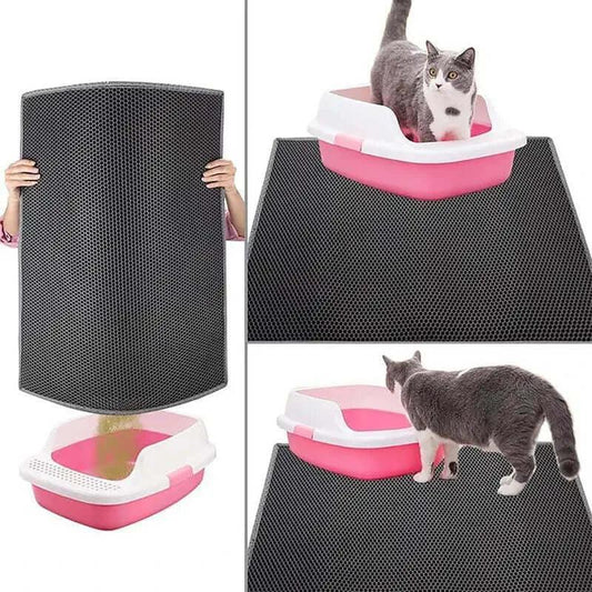 Cat Litter Mat Cat Litter Trapping Mat With Honeycomb Double Layer Washable Black / United States