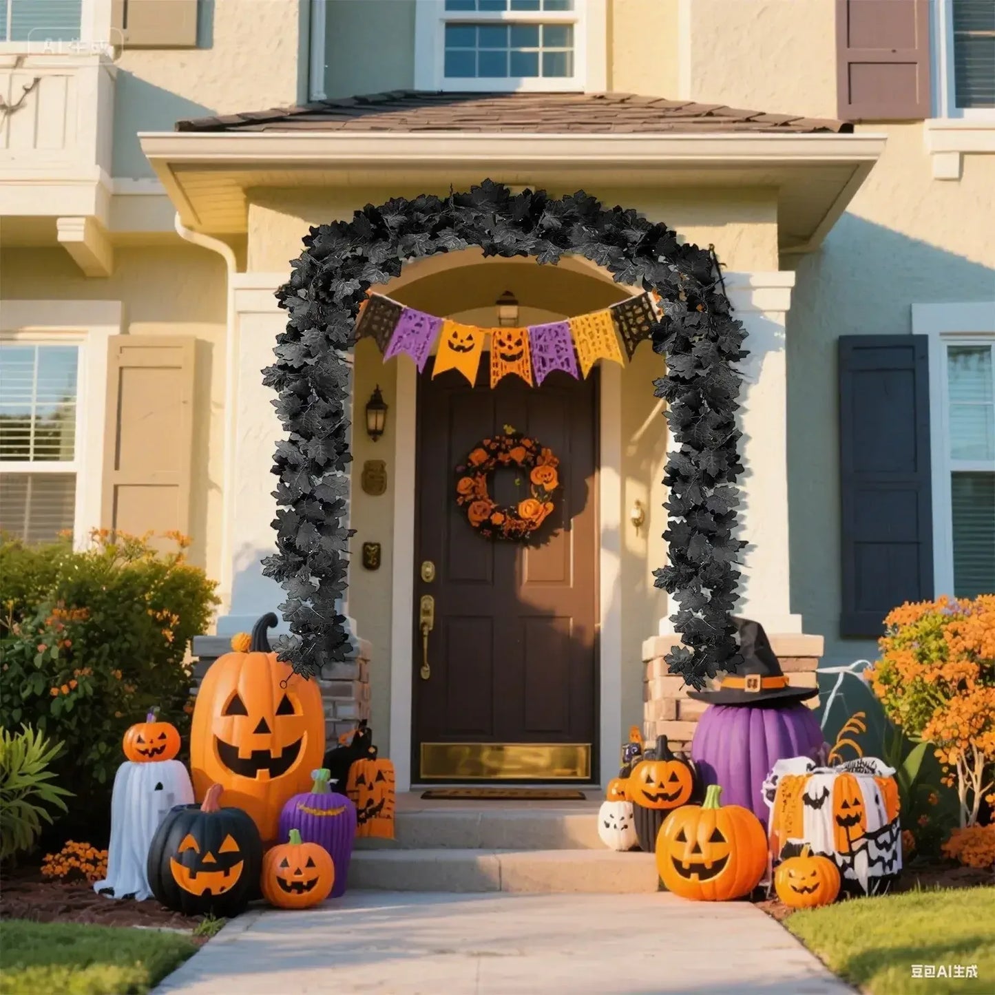 Simulated Black Maple Leaf Vine Garland black / One Size