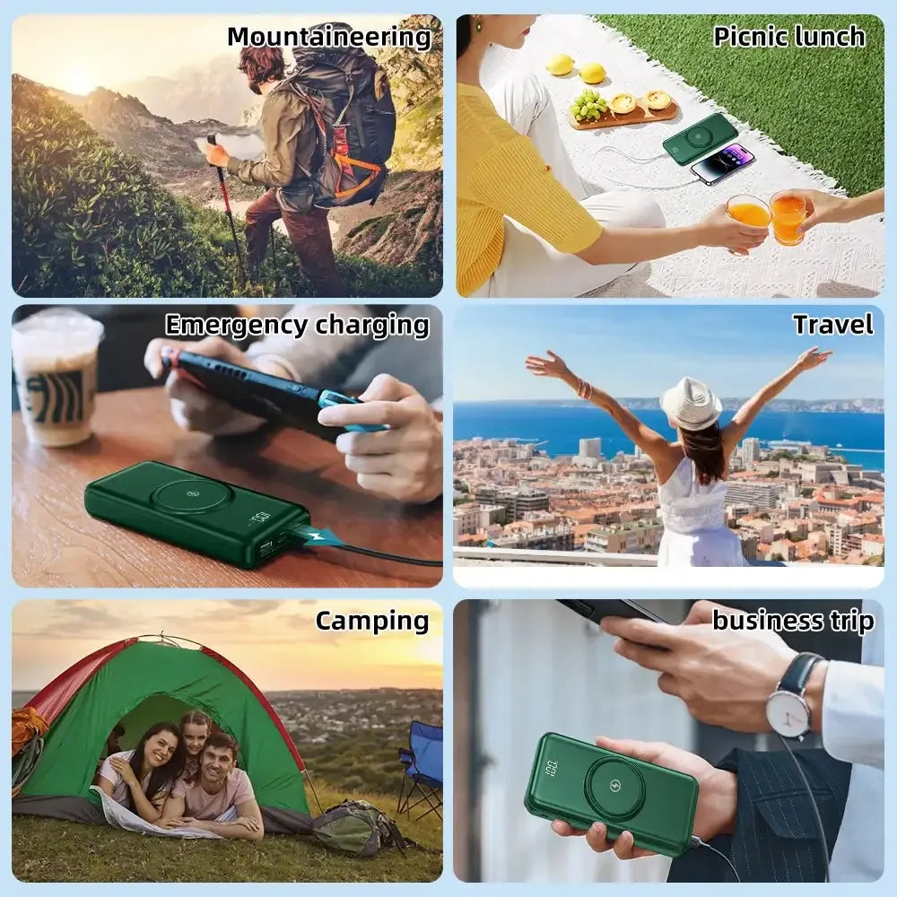 20000mAh Wireless Power Bank Fast Charging 20000mah / United States / black