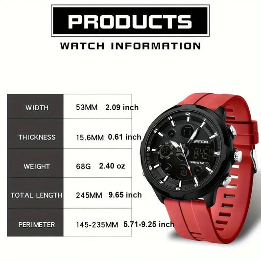 Electronic Round Watch Luminous Dual Display Timing Week Date Alarm Clock Stopwatch Multi Function Watch green / United States