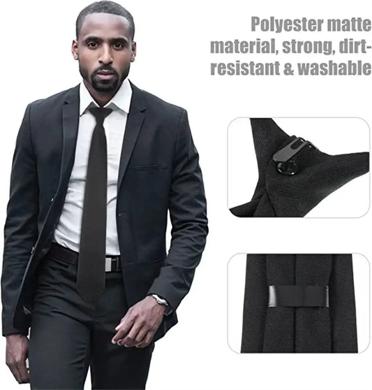 2PCS Adjustable Men’s Suit Ties – Formal & Casual Clip-On Necktie Set Dark Blue / United States