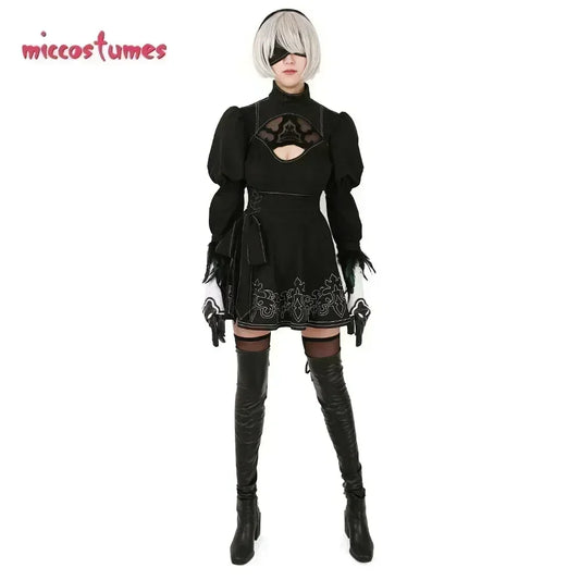 Women’s 2B Cosplay Costume Set – Leotard, Skirt & Accessories black / wig only / United States