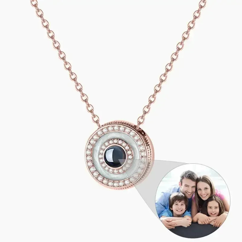 Projection Picture Round Pendant Necklace ROSE GOLD COLOR / United States / 45cm