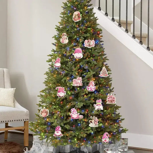 Pink Christmas Tree Ornaments – 8 Vintage Holiday Pendants B / United States