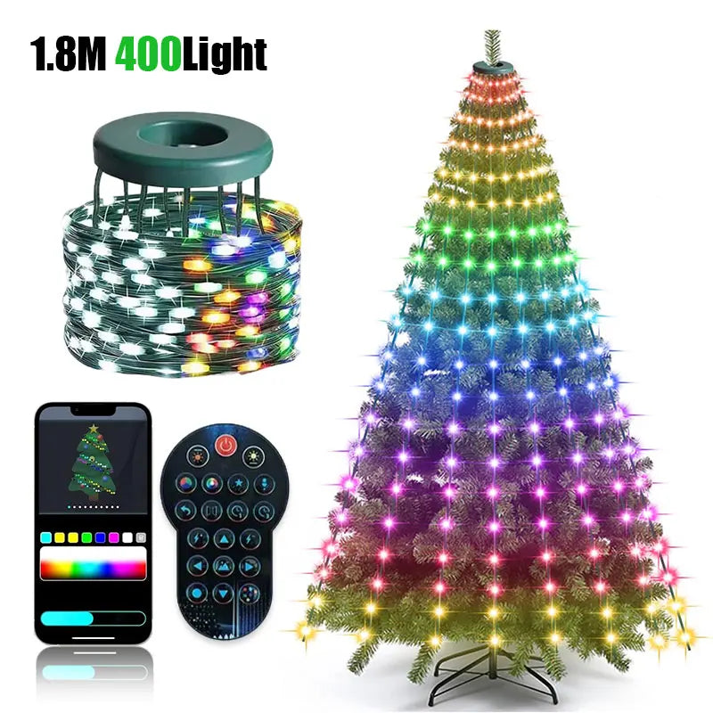 Smart LED Christmas Tree Lights – App Controlled Multicolor 1.8M 400Light / US plug / United States
