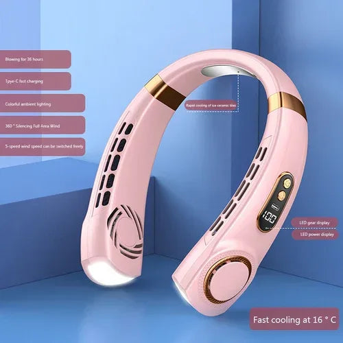 Innovative LED equipped Wearable Fan Pink
