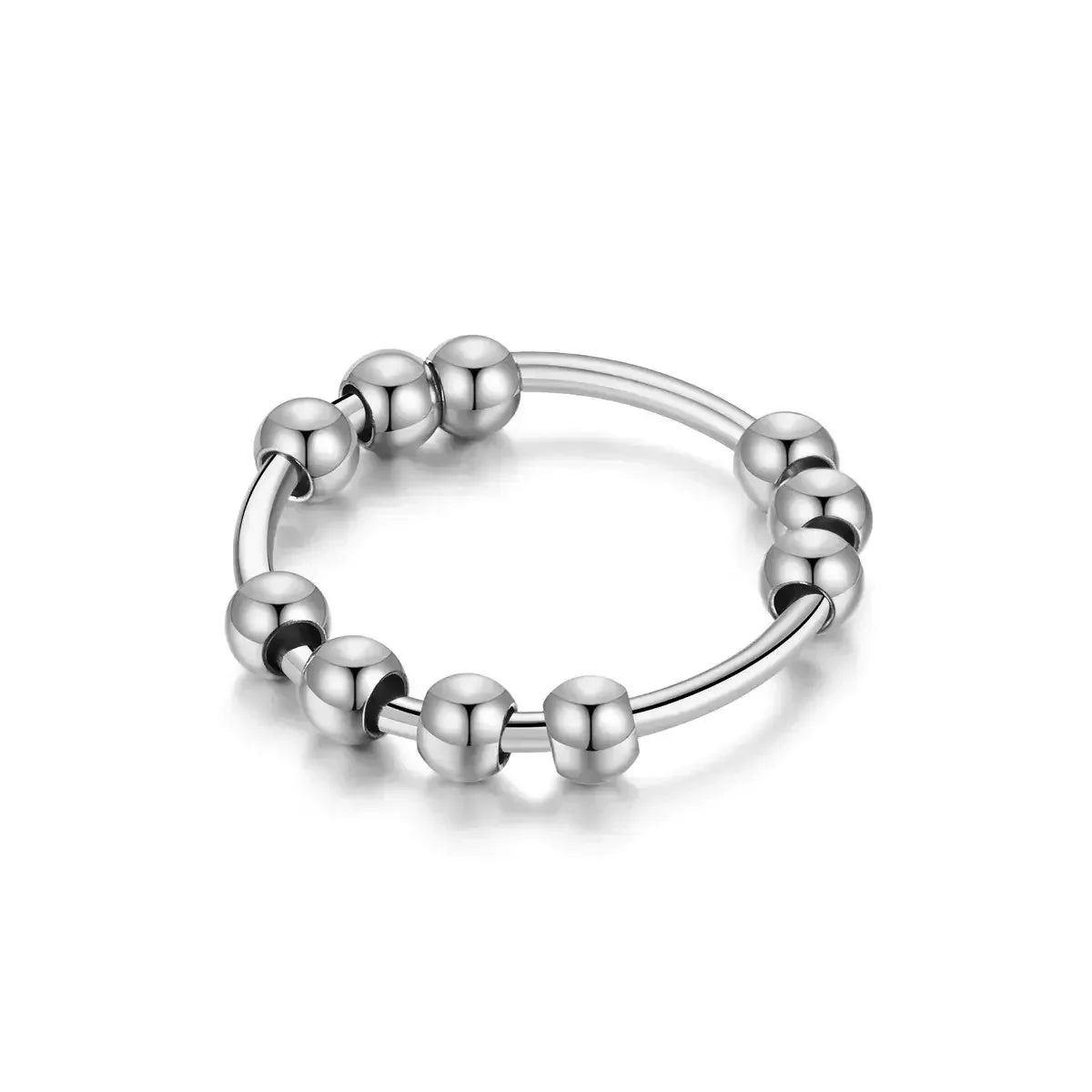 New Stainless Steel Beads Anxiety Rings Stress Relief silver / 8
