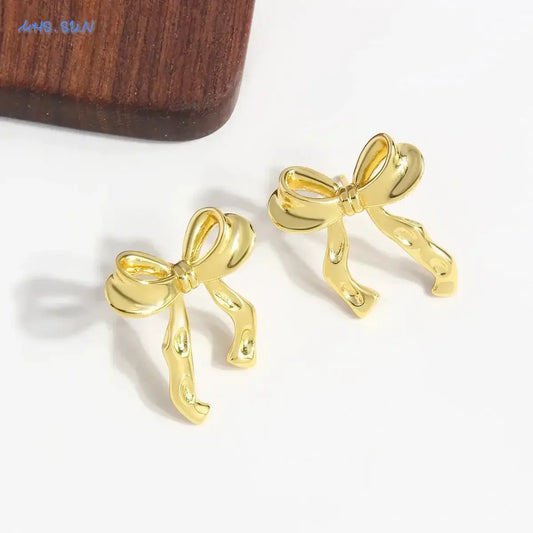 SUN Design Sweet Style Gold Plated Bow Stud Earrings EI11-1