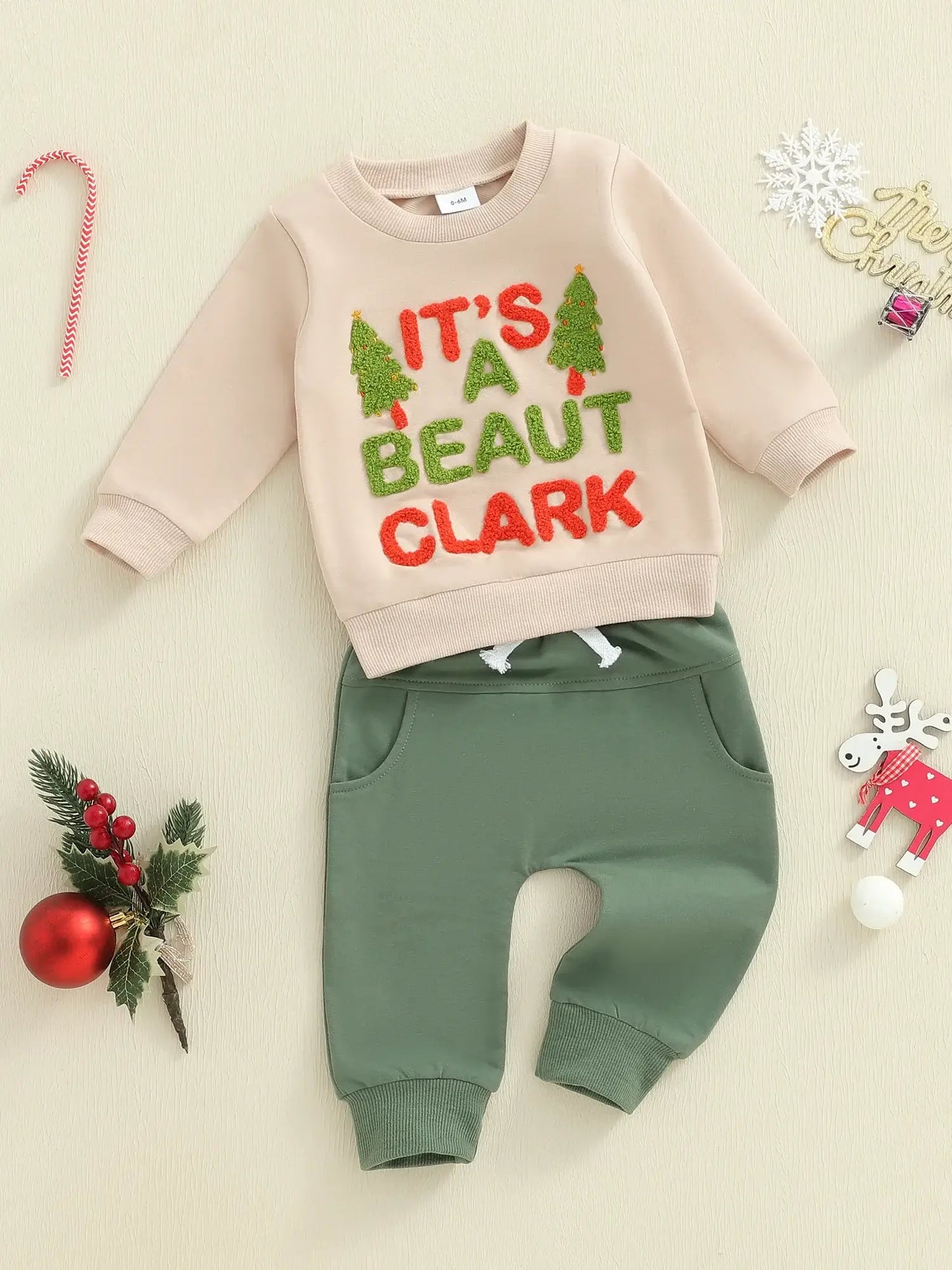 Lioraitiin Toddler Baby Boy Christmas Outfit Beige / 24M / United States