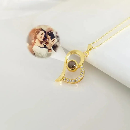 Personalized Custom Photo Projection heart Necklace Pendant Minx