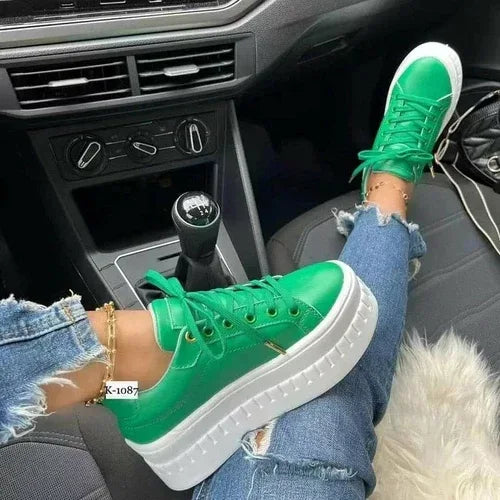 Casual Platform Women's Shoes Flat Womens Sneakers Green / 5