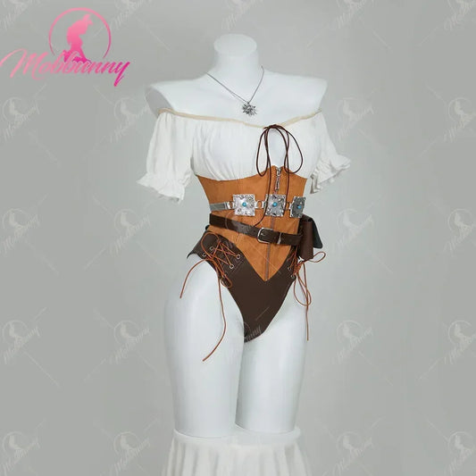 Women’s Ciri Cosplay Costume Set with Bodysuit, Belt & Accessories As picture / S / United States