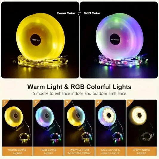 4-in-1 LED Camping Reel Light Warm and RGB / United States