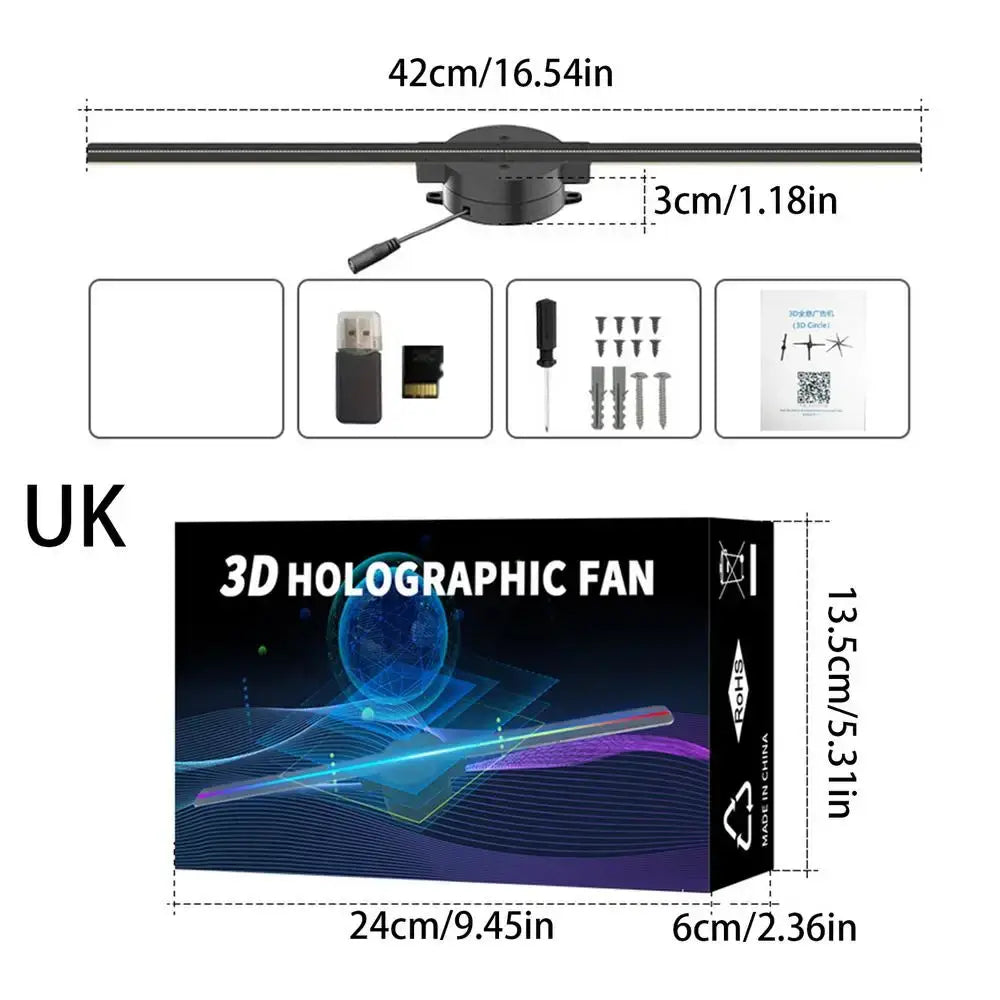 3D Hologram Fan Projector with 244 LED Lights UK / United States