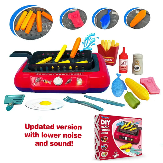 Color Changing Kids Food Fryer Pretend Play Set – Interactive Gourmet Cooking Toy for Boys & Girls Pink / United States