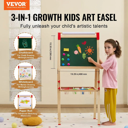 SucceBuy Wooden Kids Art Easel – Double-Sided Magnetic Drawing Board