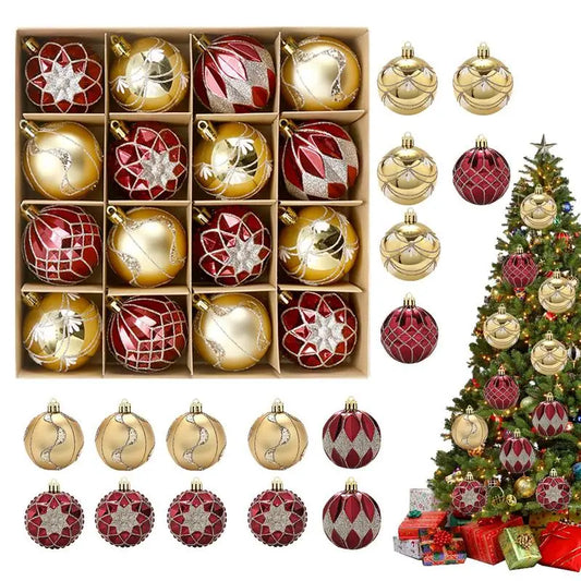 16PCS Painted Christmas Tree Balls – Colorful Holiday Ornaments 16pcs / United States