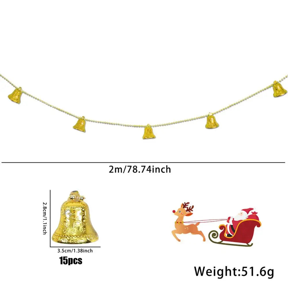 Colorful Jingle Bell Garland Christmas Decor Gold / United States / 35mm