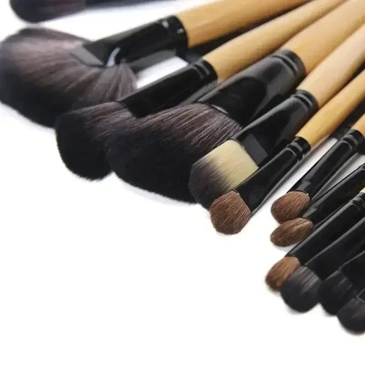 24-Piece Professional Makeup Brush Set with Free Gift Bag & Sponge black color / United States