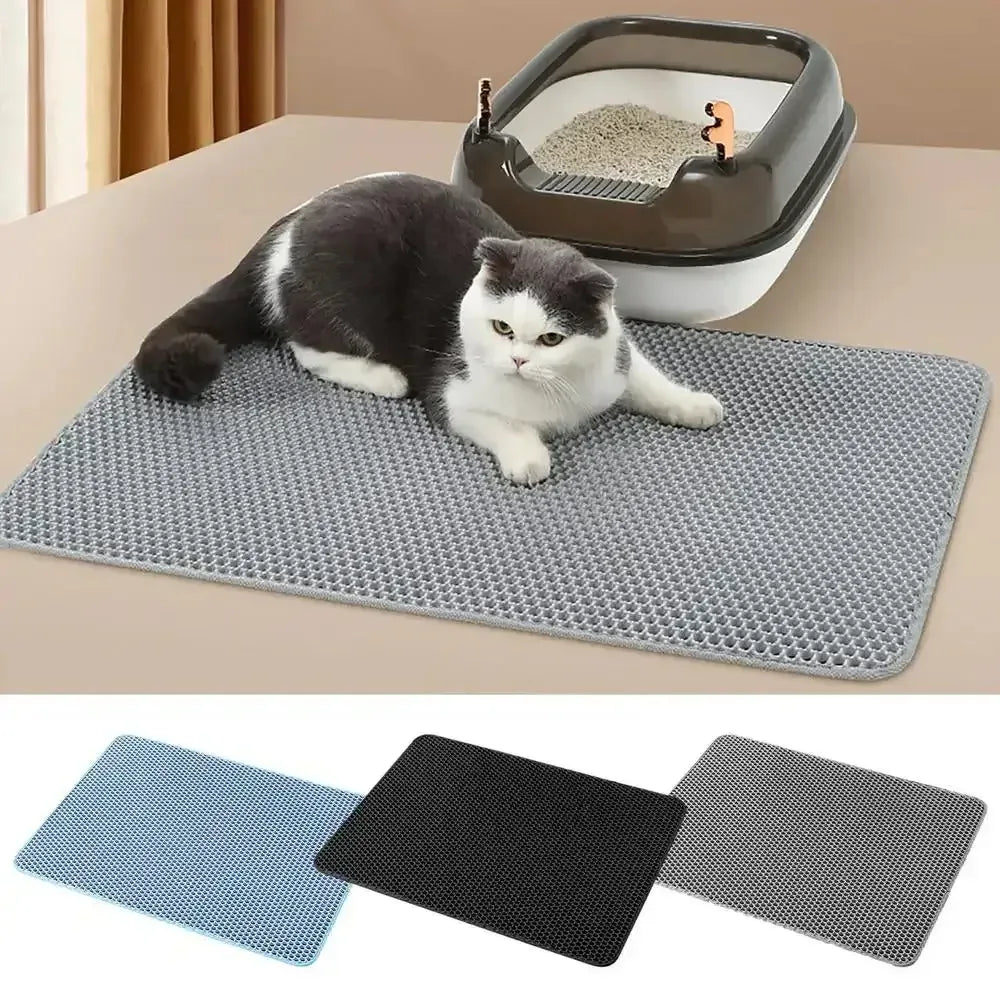 Cat Litter Mat Cat Litter Trapping Mat With Honeycomb Double Layer Washable Black / United States