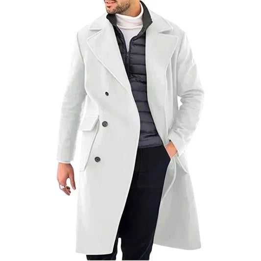 Winter Coat Men's Vintage Long Sleeve WHITE / M