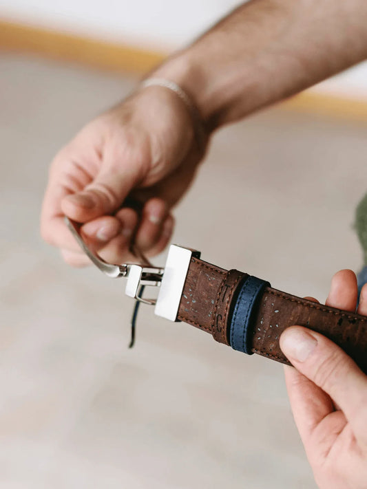 Cork Reversible Men's Belt (Brown/Navy) 110 CM / 40 IN