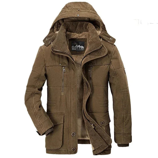Mens Hooded Winter Parka Coat with Inner Fleece S / Navy