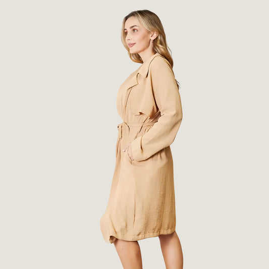 Culture Code Full-Length Trench Coat with pockets and adjustable tie waist