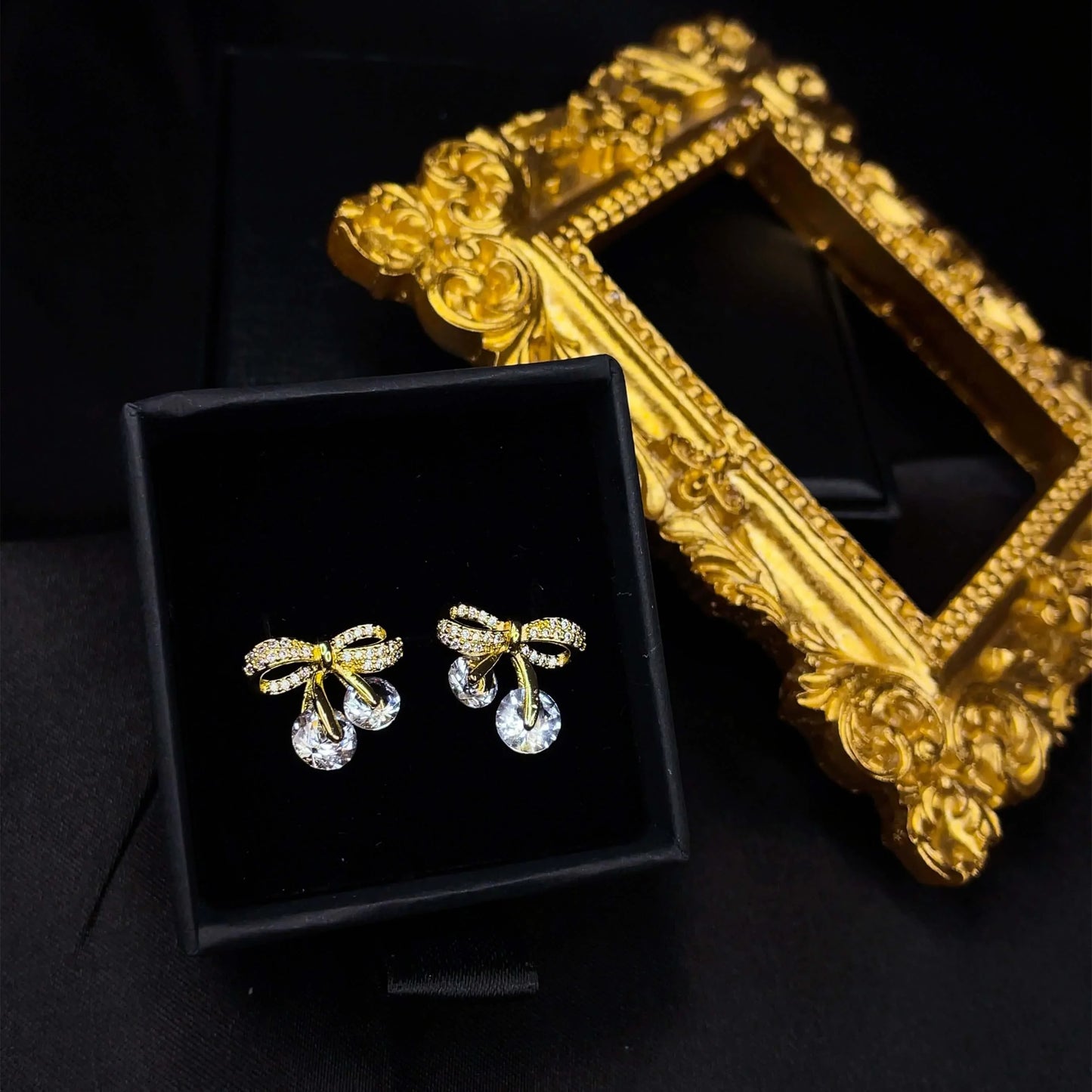 Crystal Cherry Bow Studs Default Title
