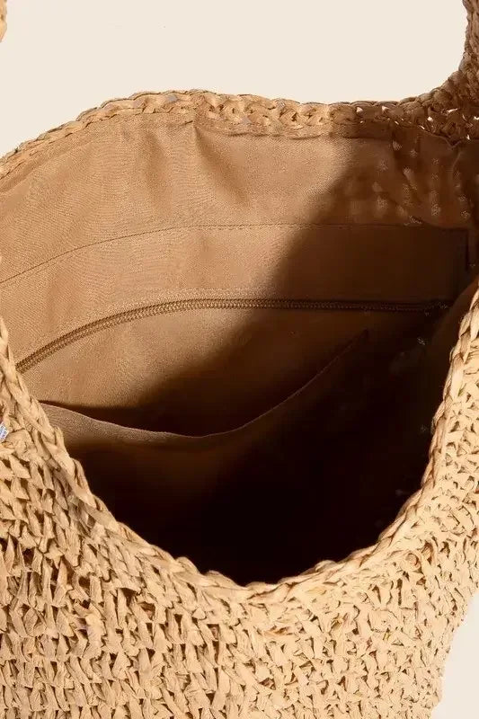 Fame Intricate Braided Hobo Shoulder Bag Camel / One Size